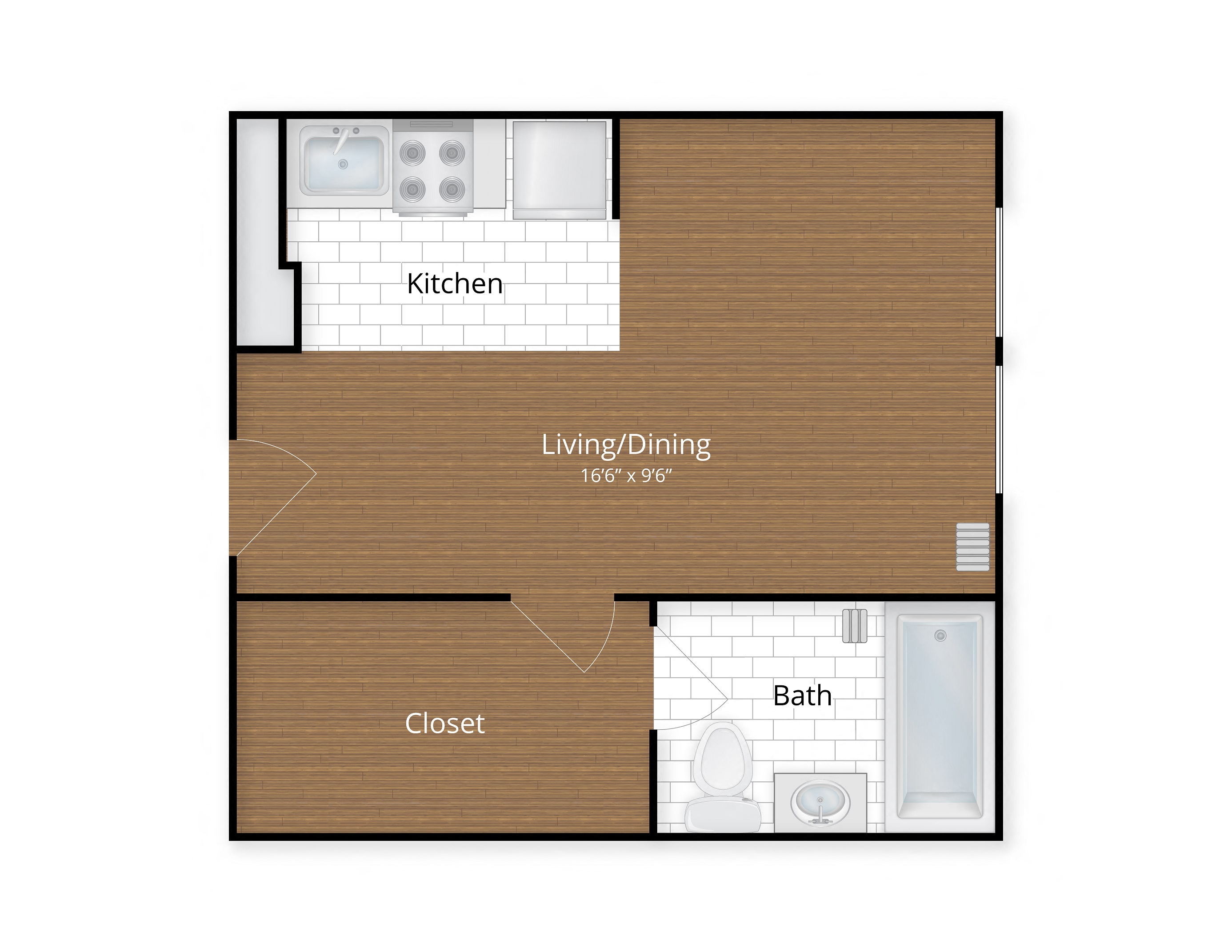 1630 Park apartments revised studio floor plan Washington DC